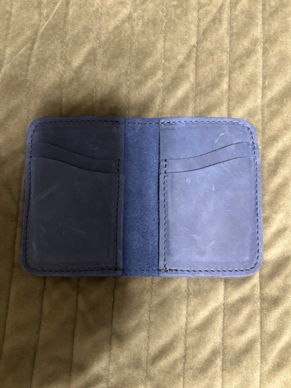 Compact Leather Card Wallet in Navy Blue Portland Leather